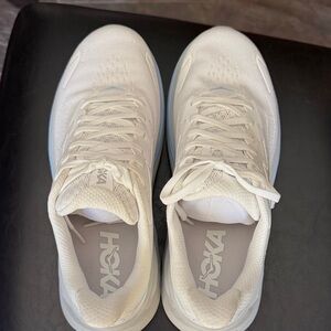 Hoka Men's Off-White Running Sneakers with Light Blue Accents